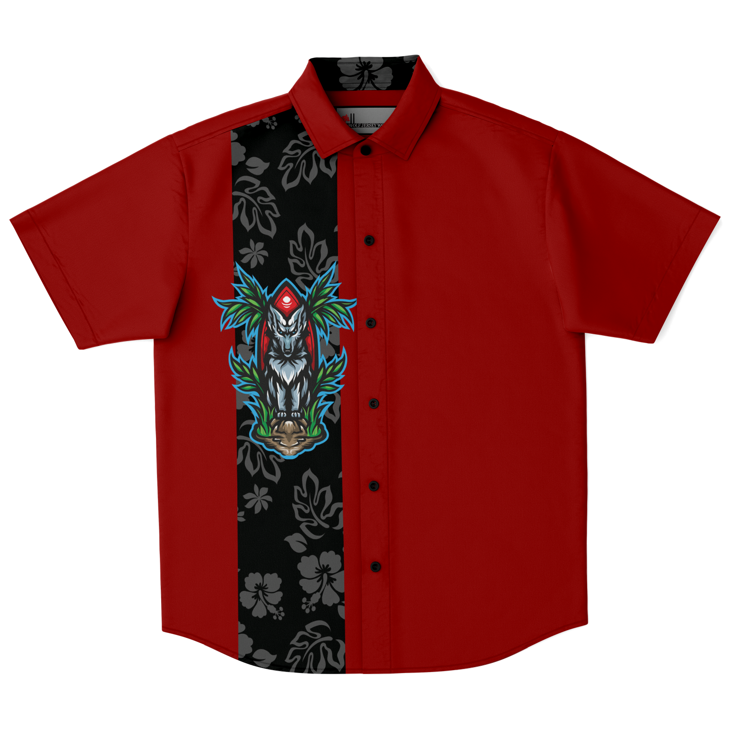 Tiki Wolf Retro Bowling Shirt