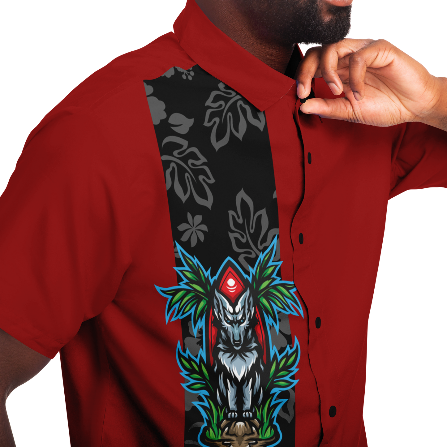 Tiki Wolf Retro Bowling Shirt