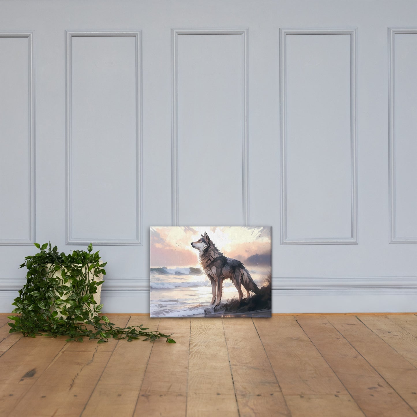 Wolf and Waves Canvas Print