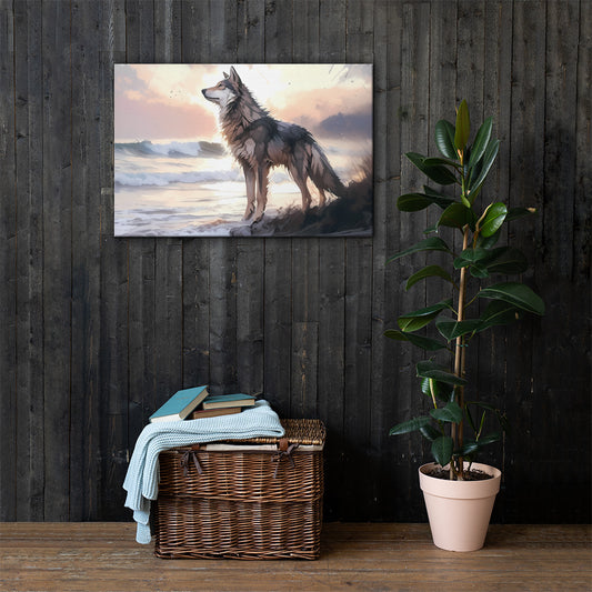 Wolf and Waves Canvas Print