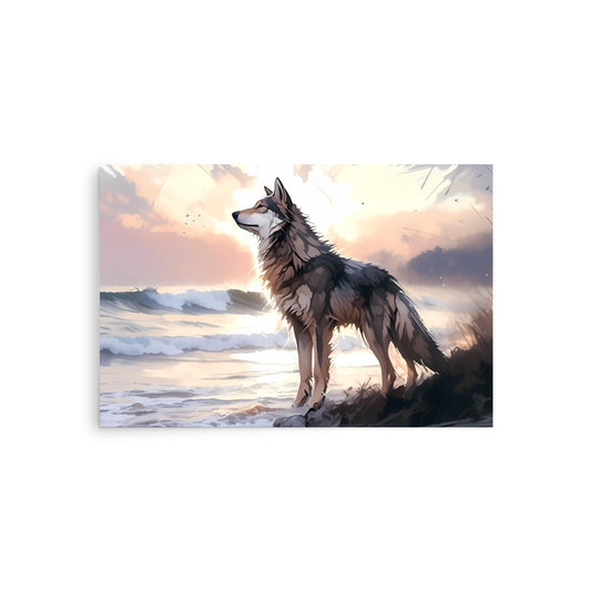 Wolf and Waves Poster