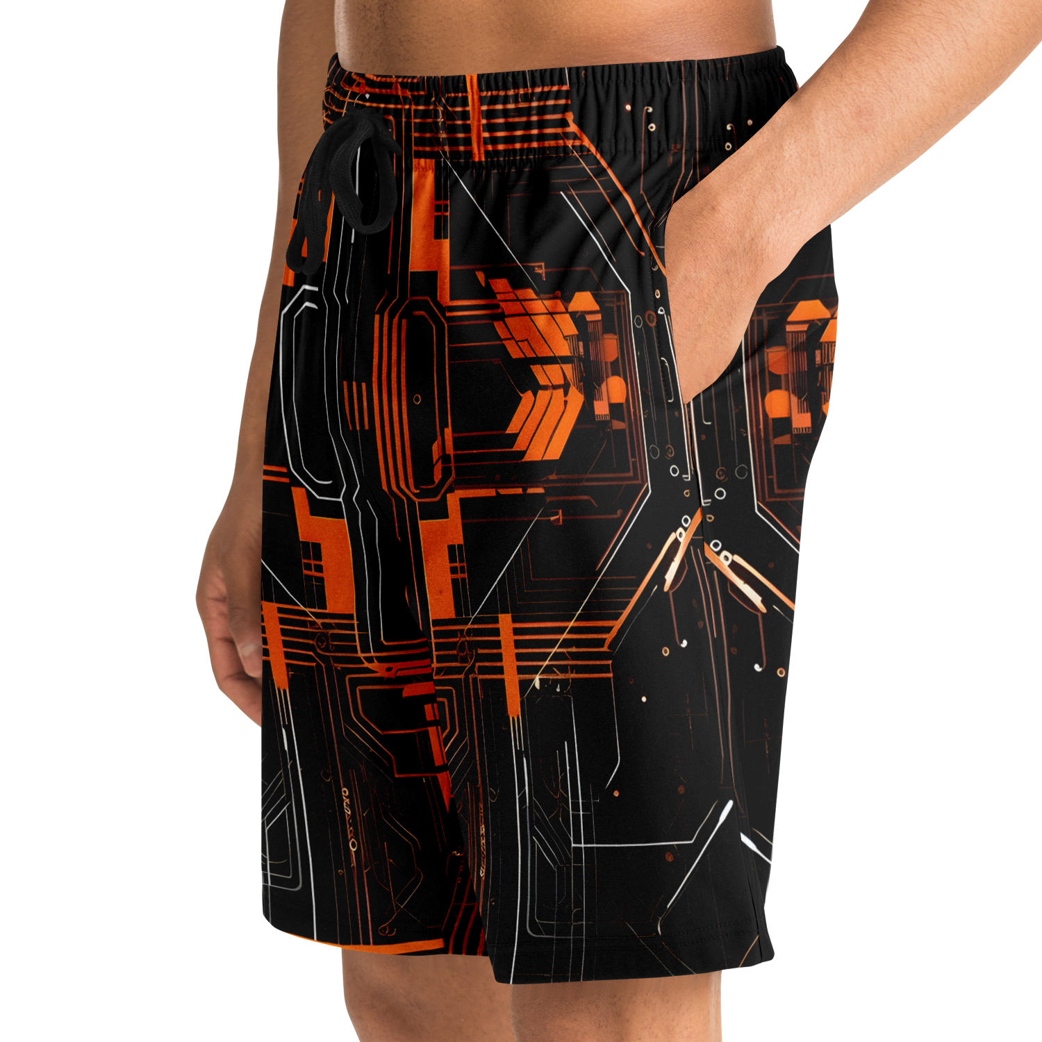 Quantum Circuit Orange Athletic Long Shorts