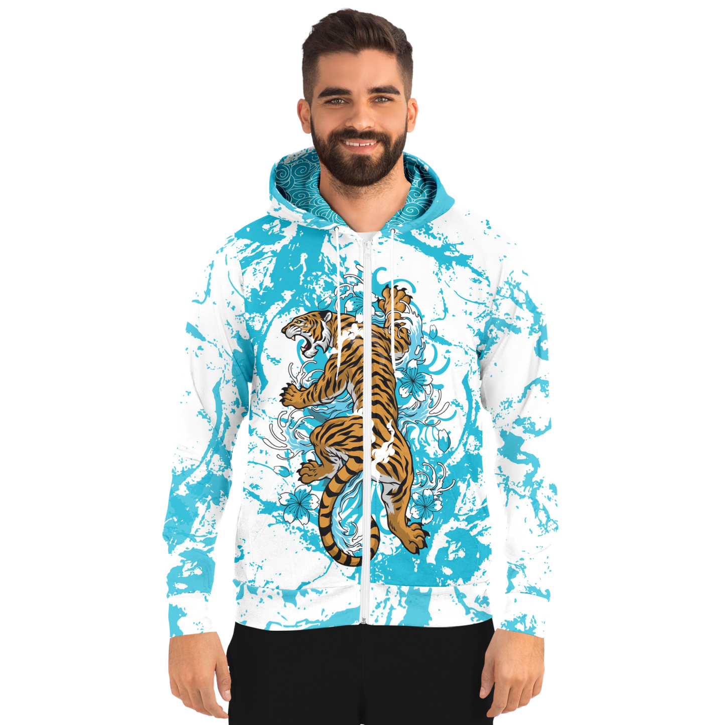 Tiger Wave Zip-Up Hoodie