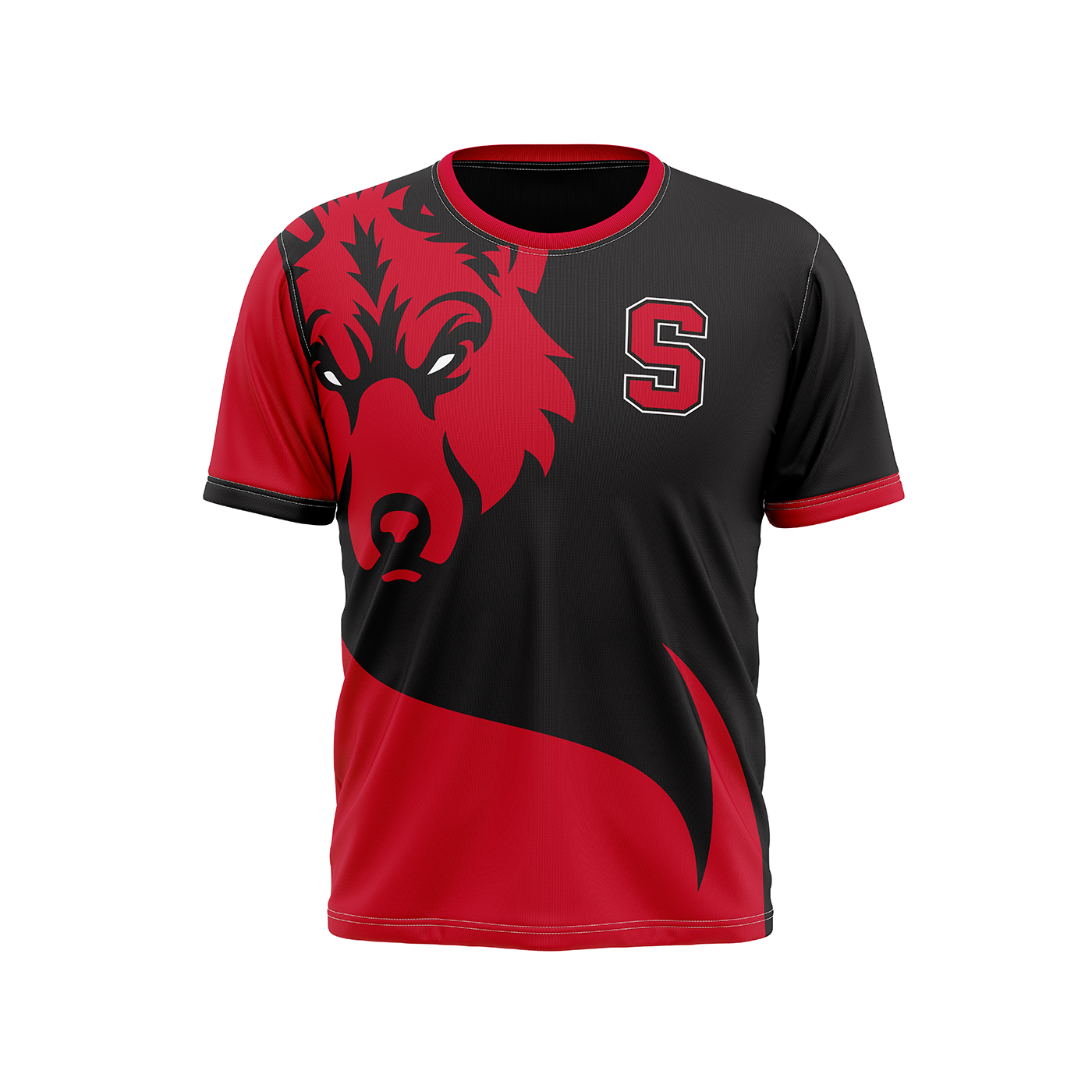 SHAW Eyes of The Wolf Performance Tee Shirt Red - Redwolf Jersey Works