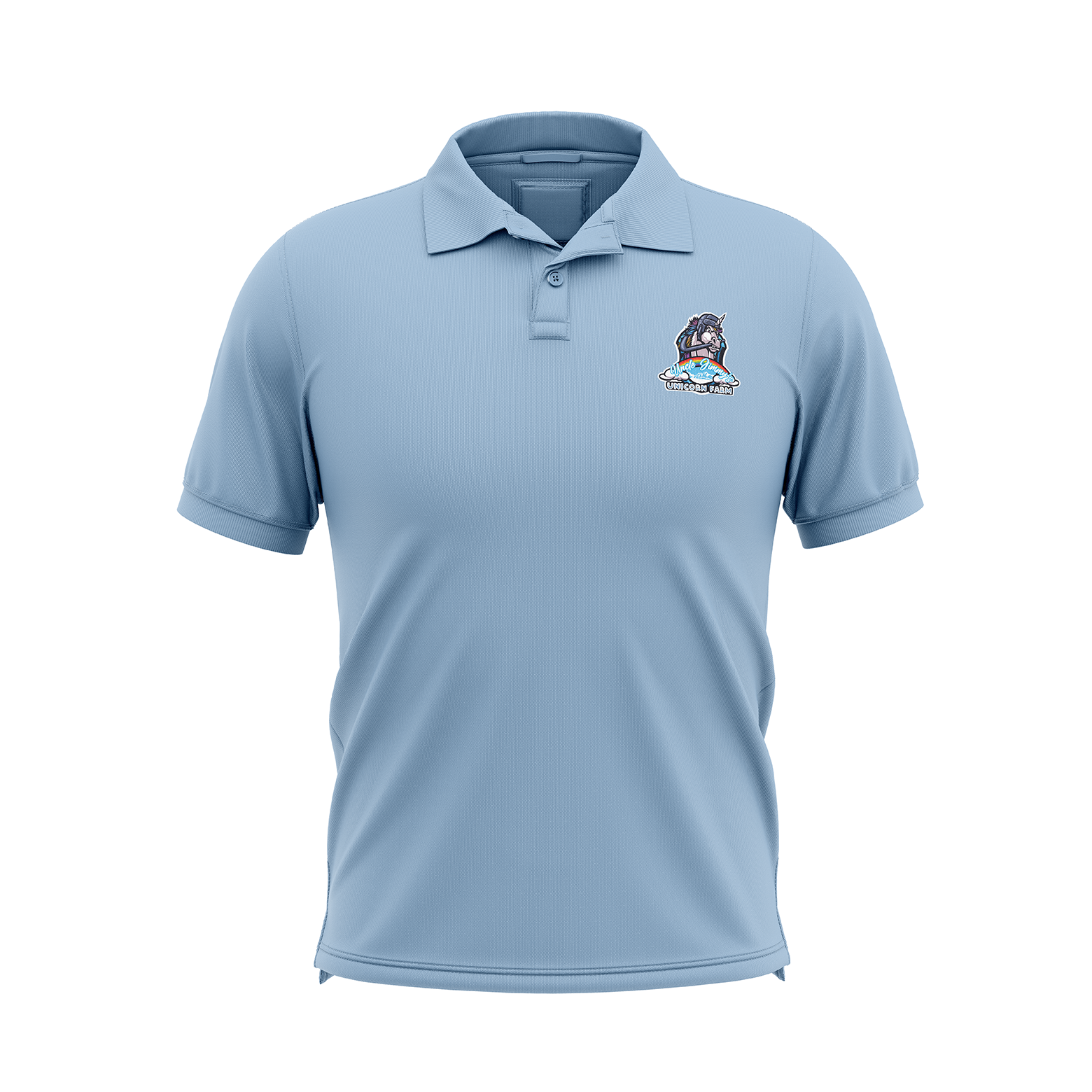 Uncle Jimmy's Unicorn Farm Blue Performance Sublimated  Polo - Redwolf Jersey Works