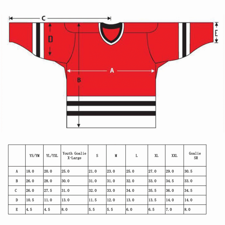 NHL Youth Jerseys (Size Chart)