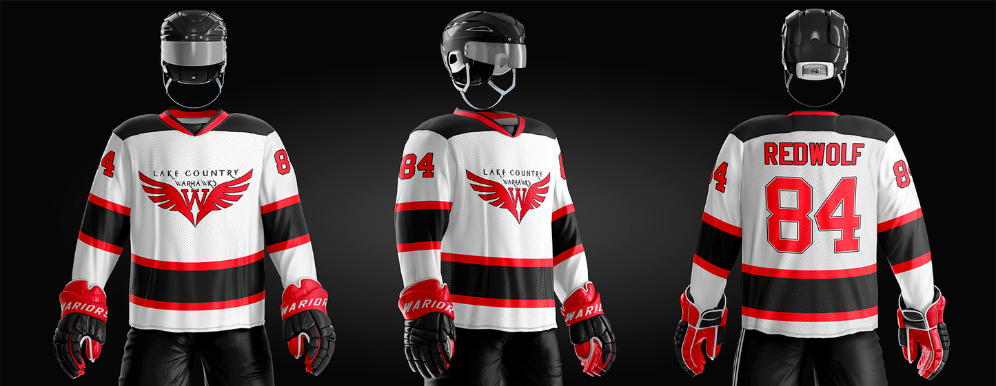 LC Warhawks Sublimated Replica Jersey White - Redwolf Jersey Works
