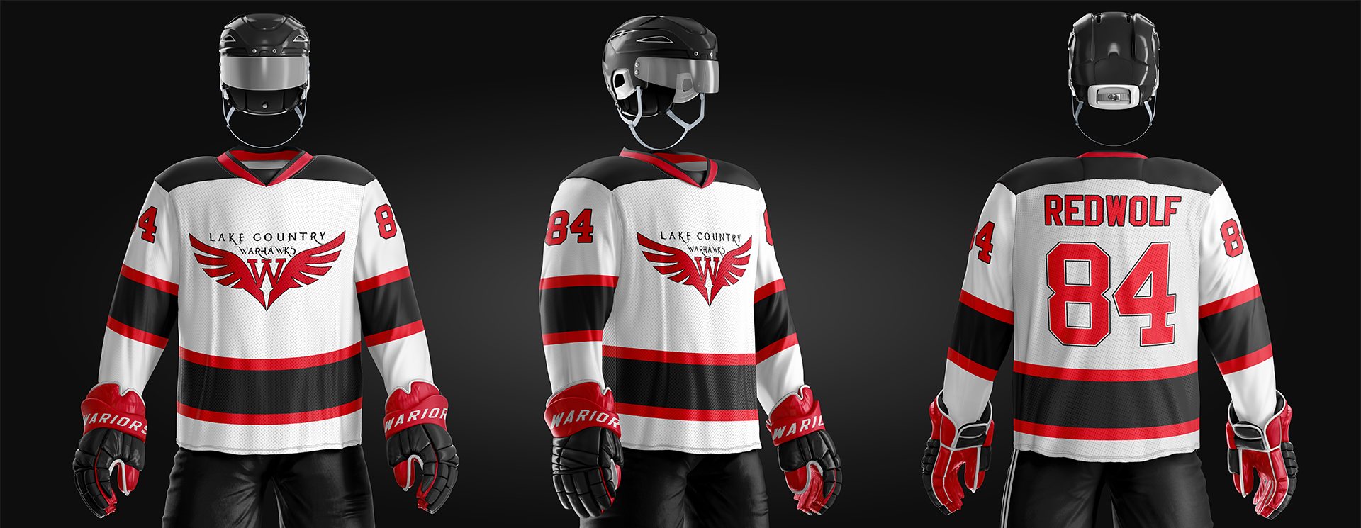 LC Warhawks Sublimated Replica Jersey White - Redwolf Jersey Works